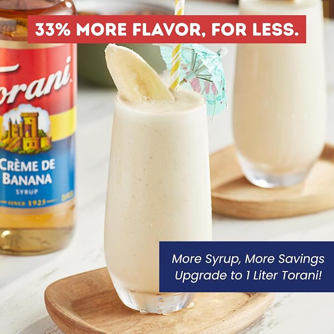 Torani Crème De Banana Syrup 1 Liter Bottle with Pump – Premium Banana Flavoring with Pure Cane Sugar & Natural Ingredients for Coffee, Cocktails, Desserts, Smoothies & More - Image 5
