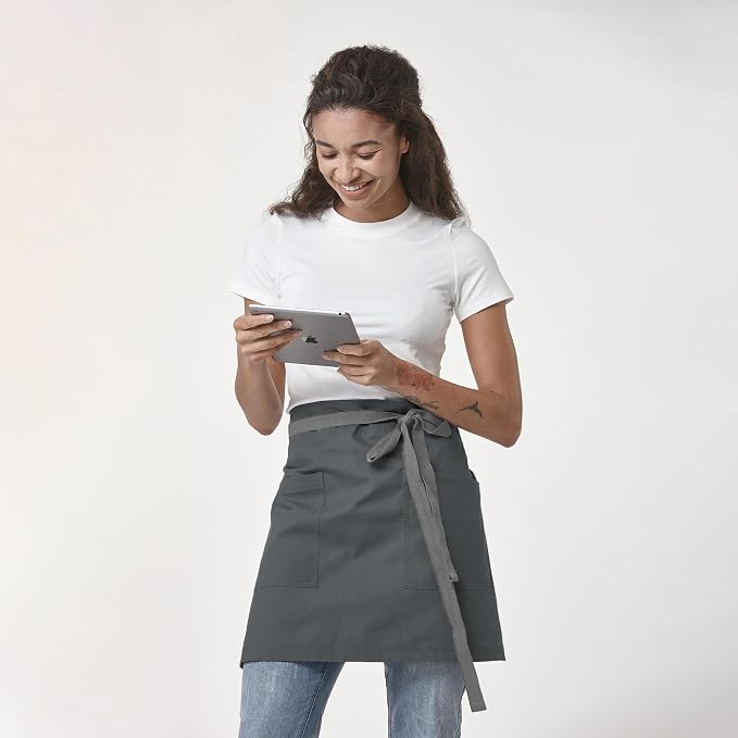 Waist Apron for Men Server Bistro Half 4251BY | Adjustable Half Bistro Apron for Waiters Bartenders, Polyester Cotton Canvas, Durable & Comfortable - Image 5