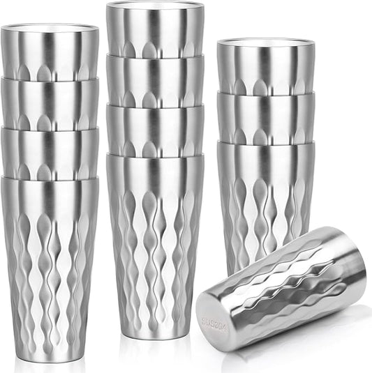 Stainless Steel Drinking Glasses, 19 oz Insulated Tumbler, 12 Pack Double Wall Unbreakable Stackable Water Tumblers Premium Insulated Metal Cup for Travel Camping Home Outdoor Gifts