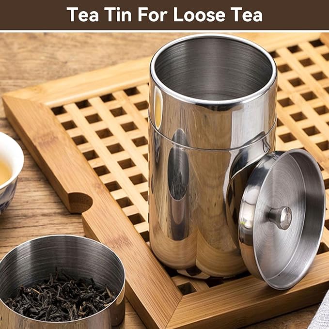Agatige Tea Tin for Loose Tea, Stainless Steel Coffee Storage Container Kitchen Canisters 400ml 13oz/550ml 18oz(L)