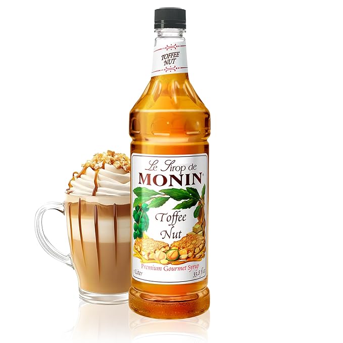 Monin - Toffee Nut Syrup, Bold and Buttery, Great for Coffee and Desserts, Gluten-Free, Non-GMO (1 Liter)