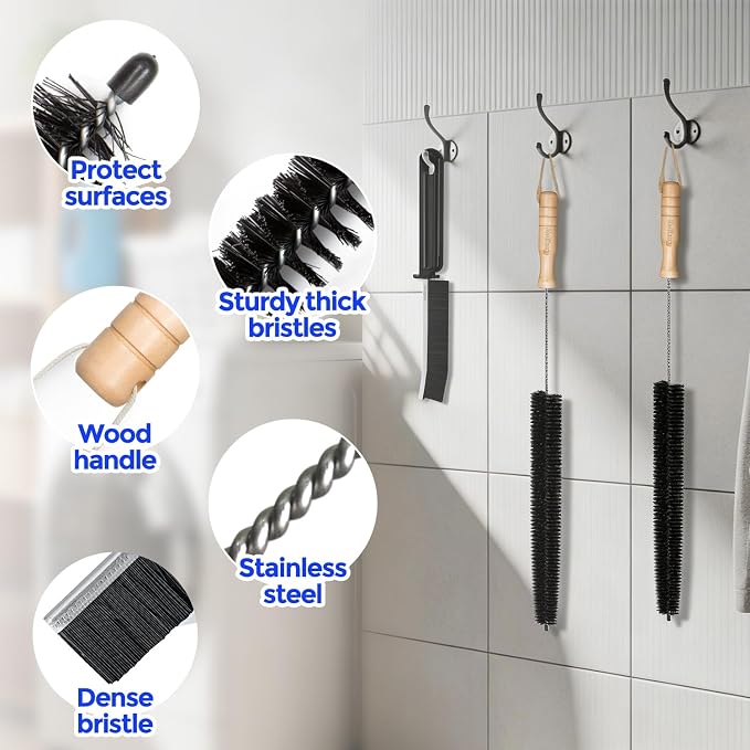 Holikme Dryer Vent Cleaner Kit, 3 Pieces Dryer Lint Brush- Household Supplies 304 Stainless Steel Cleaning Brush Home Essentials Crevice Brush for Lint Trap - Image 5