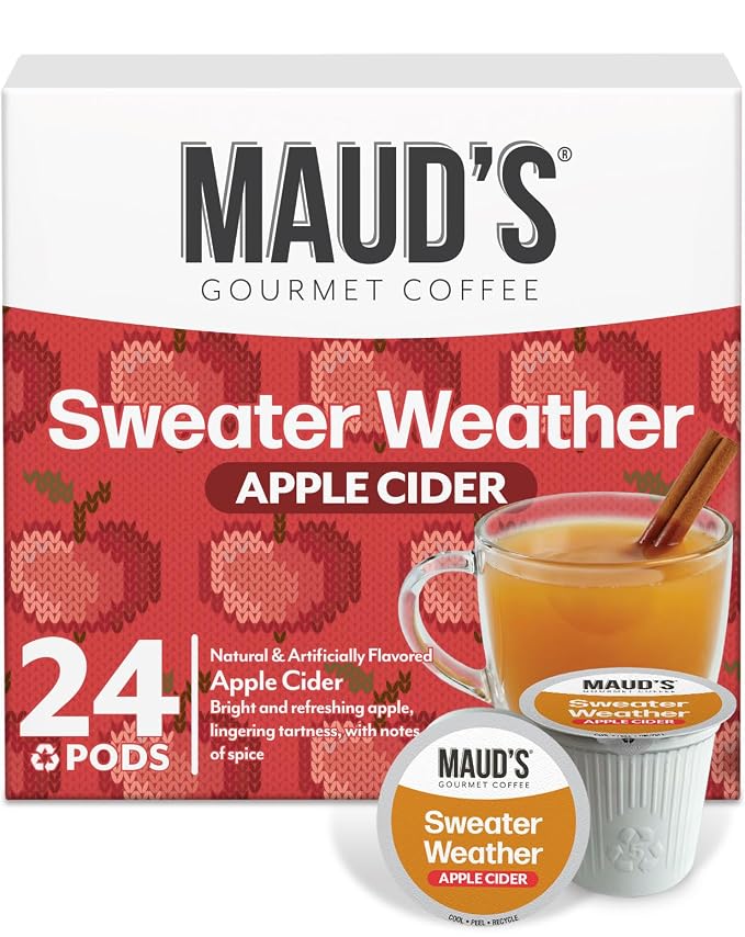 Maud's Hot Apple Cider Pods, 24 ct, Recyclable Single Serve Pods – Spiced Apple Cider Flavored Pod, Compatible with Keurig K Cups Maker by MAUDSCOFFEETEA