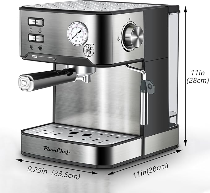 Espresso Machine Household Coffee Espresso Maker,Low Noise and Fast Coffee Machine for Cappuccino Latte,with Milk Frother Steam Wand Pressure Gauge 54oz Water Tank