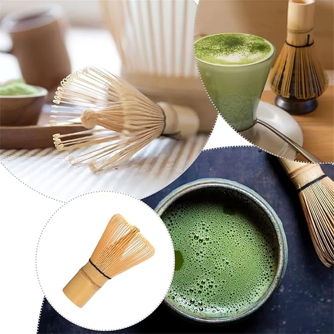 Matcha Whisk 100 Prong Natural Bamboo Tea Powder Whisk Semi Handmade Chasen for Making and Stirring Matcha Golden Bamboo Matcha Green Tea Whisk (3)