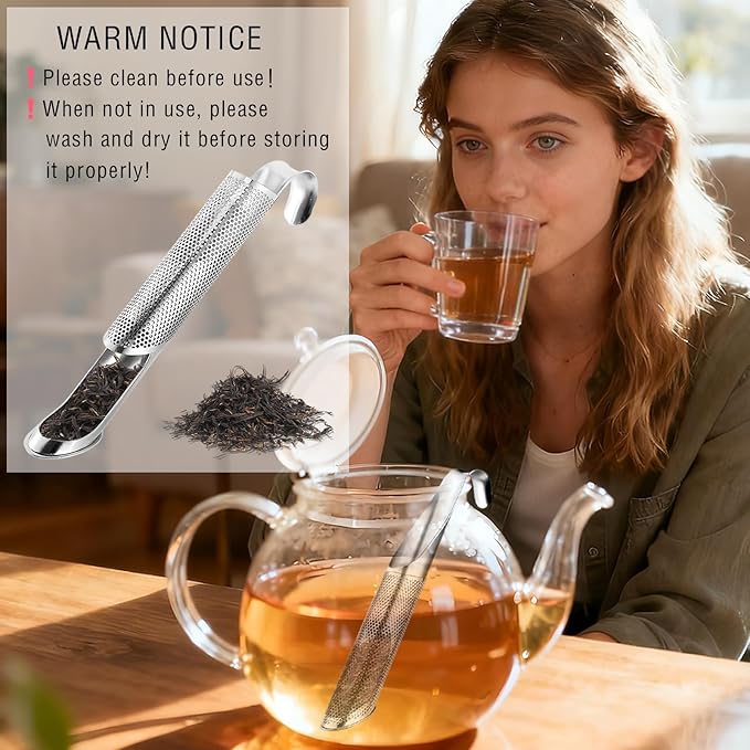 304 Stainless Steel Tea Infuser for Loose Leaf Tea Steeper,Tea Strainer,Food-Grade Fine Mesh Tea Diffuser Set w/Cleaning Brush for Single-Cup Brewing;Sifter for Flour,Matcha,Coffee,Spices,Seasonings