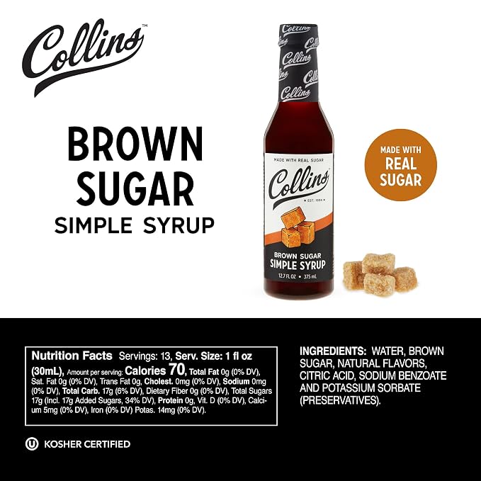 Collins Brown Sugar Simple Syrup - Real Brown Sugar Syrup Cocktails and Coffee Syrup - Cocktail Syrup, Perfect for Coffee and Bourbon Drinks, 12.7oz Set of 1 - Image 4