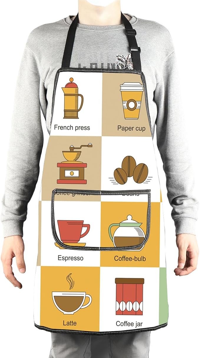 MBMSO Coffee Barista Apron with Pockets Coffee Aprons for Barista Gifts Cafe Aprons for Coffee Drinkers Coffee Lovers Gifts - Image 4