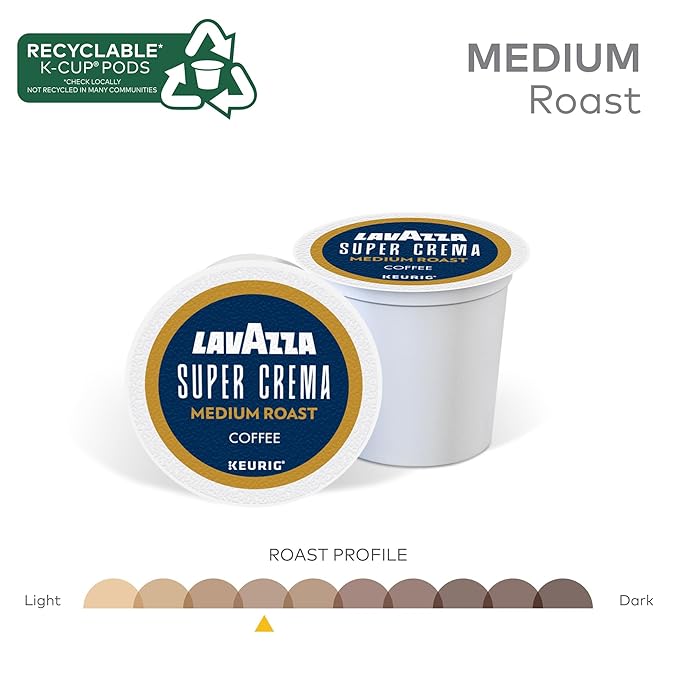 Lavazza Super Crema, Single Serve Keurig® K-Cup® Pods, Medium Espresso Roast Coffee, 1 Box, 96 Count
