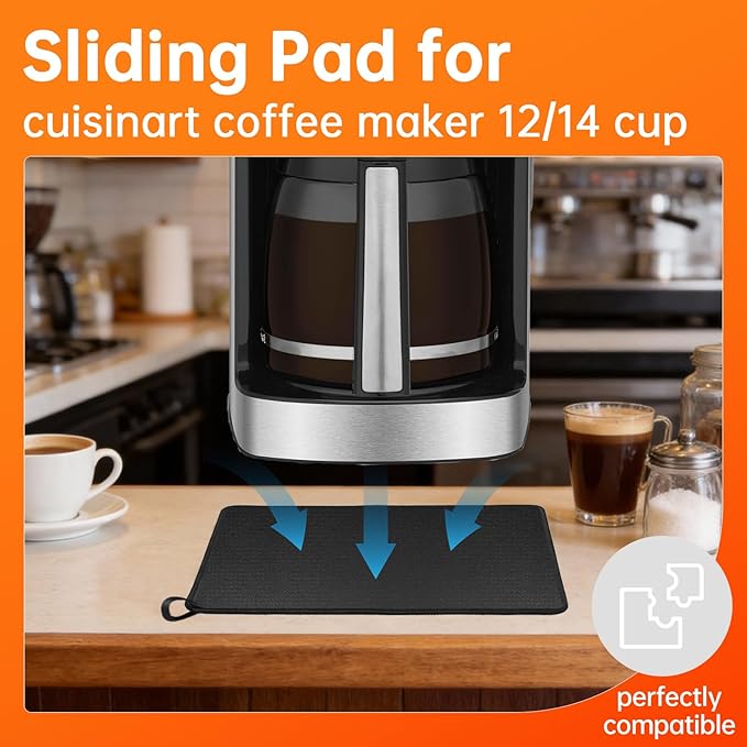Sliding Mat Compatible with Cuisinart Coffee Maker 14 cup (8.26"×9.5")- Smooth Glide with Anti-Slip Base - Perfect Accessories Fit for Cuisinart 14 Cup Coffee Maker