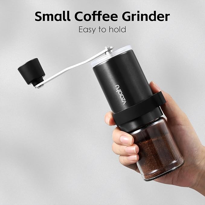 Vzaahu Portable Manual Coffee Grinder - Adjustable Ceramic Burr with Fast Grinding, Compact & Lightweight for Camping, Hiking, Travel - Perfect for French Press, Americano Lovers