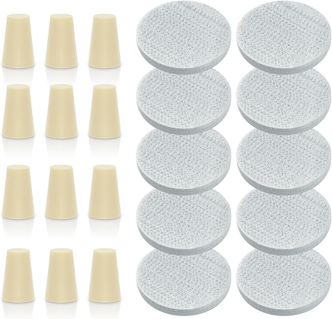 Reusable Coffee Filters Compatible with Toddy Cold Brew Maker - Washable Filters & Stoppers for Cold Brew System, Works with Mason Jars, Carafes, Jugs (10 Filters & 12 Stoppers)
