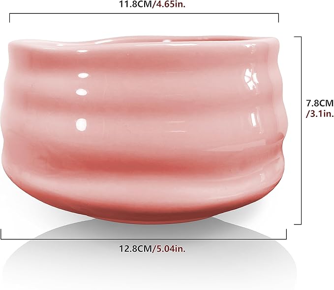 Ceramic Matcha Bowl, Handmade Japanese Green Tea Cup,Matcha Tea Whisk Bowl For Ceremony Chawan 500ml 17oz (Pink)