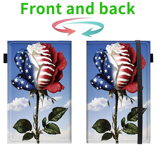 Server Books for Waitress, 5x9 Inch Waitstaff Server Order Pads, 11 Large Pockets, Cute PU Leather Waitress Book Server Wallet with Elastic Band Fit Server Apron,USA Flag Rose - Image 2