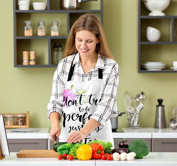 Don't try to be, just try to be better than you were yesterday Apron Adjustable Neck Bib Apron for Men Women,Suitable for Kitchen Cooking Waitress Chef Apron - Image 5