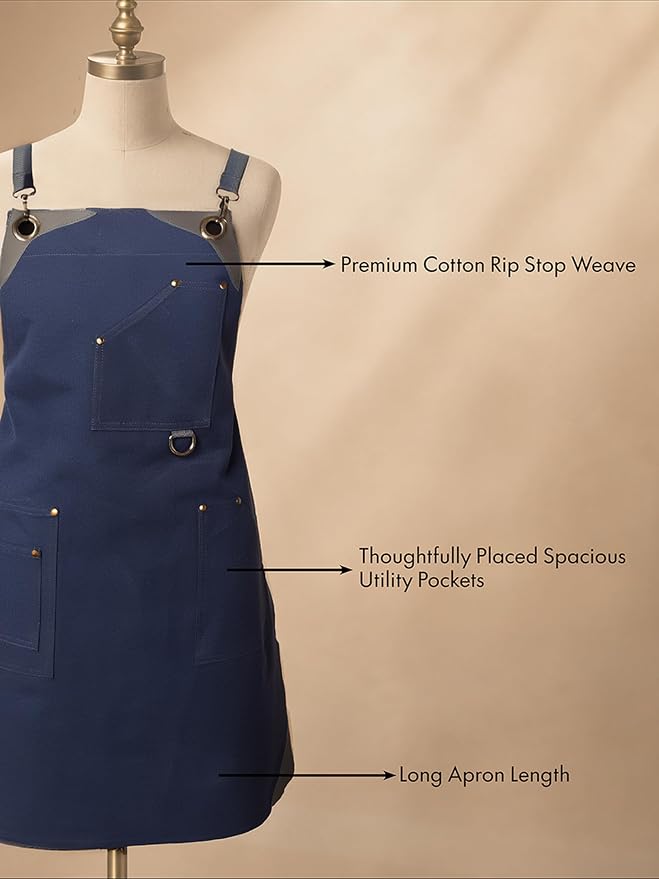 Professional Work Apron for Men & Women – 100% Cotton with waterproof Membrane, Cross Back Straps - Image 6