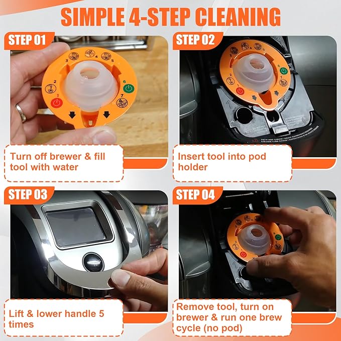 2 Pack Needle Cleaning Tools Compatible With Keurig 2.0 Coffeemakers No More Coffee Grounds Left In Coffee Or Semi-Finished Coffee(Orange)