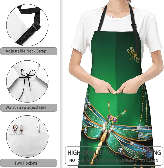 Apron, Stocking Stuffers Bib Apron with Adjustable Neck for Women, Suitable for Home Kitchen Cooking Apron - Image 3