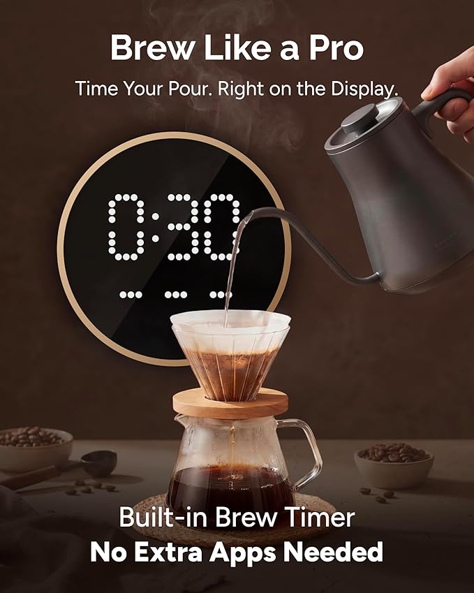 Electric Kettle, Gooseneck Electric Kettle, ±1℉ Temperature Control, BPA-Free Stainless Steel Inner, Quick Heating, for Pour Over Coffee, Brew Tea, Boil Hot Water, 1500W/0.9L Dark Grey