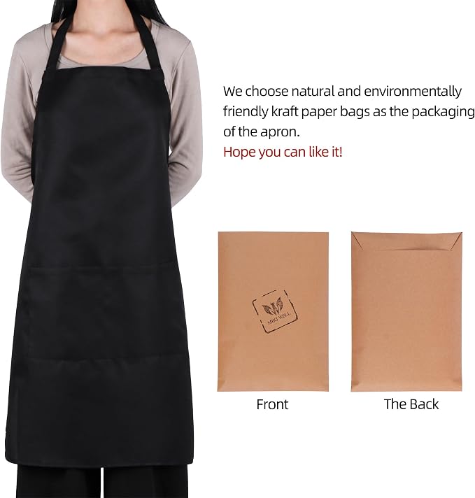 Bib Aprons- Mixed Color Apron with Pockets, for Kitchen Cooking Restaurant BBQ Painting Crafting - Image 7