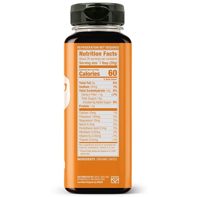 Date Lady Organic Date Syrup 18 oz Squeeze Bottle | Vegan, Paleo, Gluten-free & Kosher | Sugar Substitute | More Nutrition Than Maple Syrup or Honey - Image 2