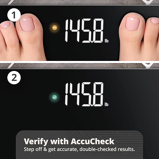 Greater Goods AccuCheck Digital Scale for Body Weight - Accurate Digital Bathroom Scale with High-Precision Sensors, Large Easy-to-Read Backlit Display, 400 lb Capacity, Auto Step-On (Black)