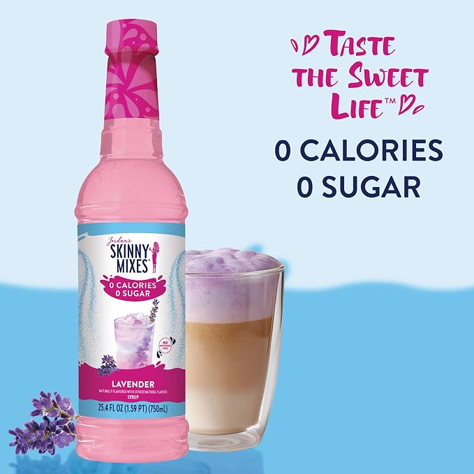 Jordan's Skinny Mixes Sugar Free Syrup, Lavender, Fruit Flavored Water Enhancer, Drink Mix for Iced Tea, Lemonade, Drinks, Low Calorie Water Flavoring, Dairy & Gluten Free Kosher, 25.4 Fl Oz - Image 3