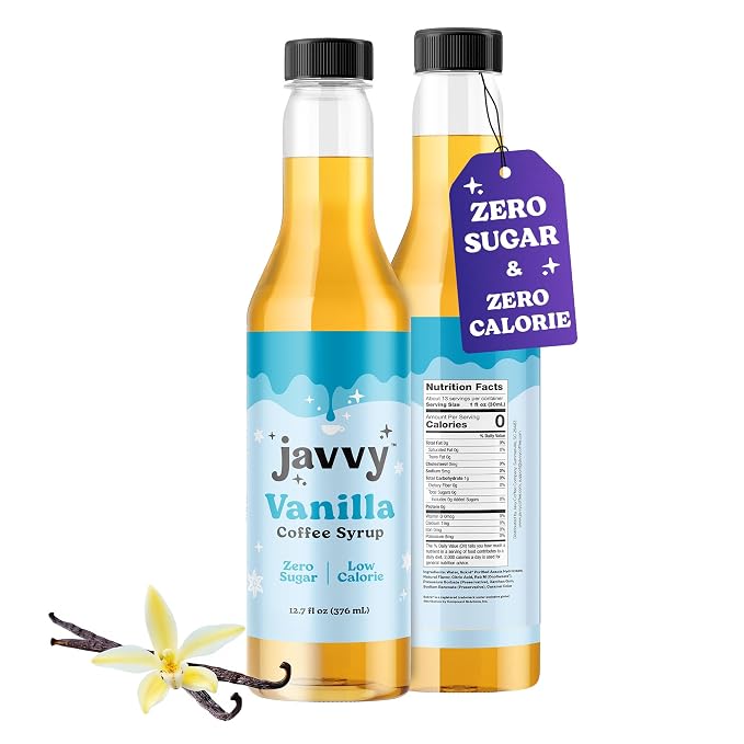Coffee Syrup - Zero Sugar, Zero Calorie, Flavoring Syrup for Coffees, Coffee Bar Accessories - Great for Flavoring All Types of Drinks – Vanilla by JavvyCoffee