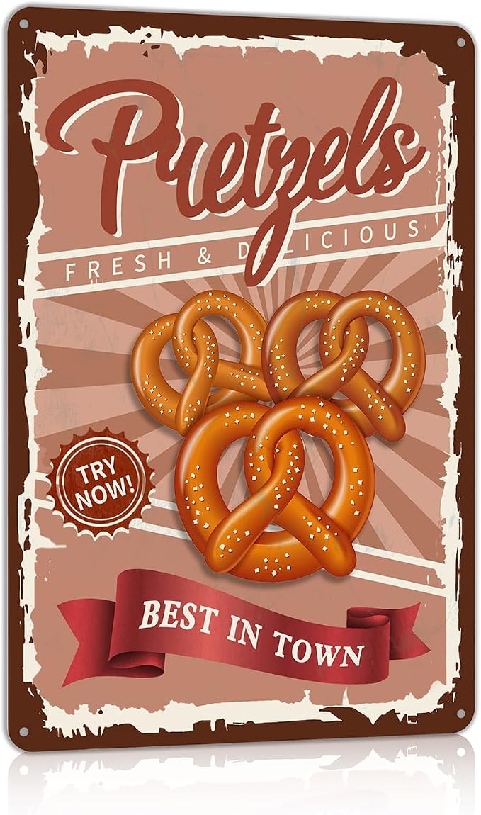 Vintage Fast Food Metel Signs Retro Pretzels Tin Signs Kitchen Restaurant Cafe Wall Decor by TREEPERI