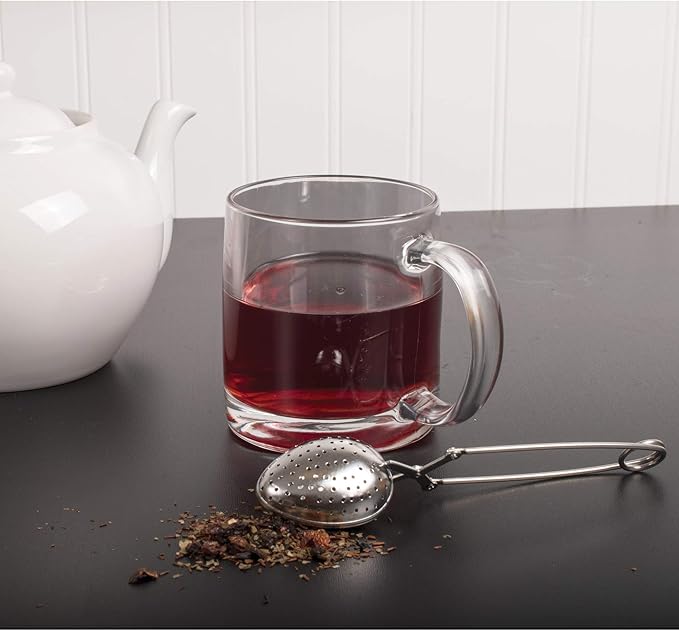 HIC Kitchen Snap Tea Infuser, Heart-Shaped, 18/8 Stainless Steel, For Loose Leaf Tea and Mulling Spices, Snap, Spoon, Single
