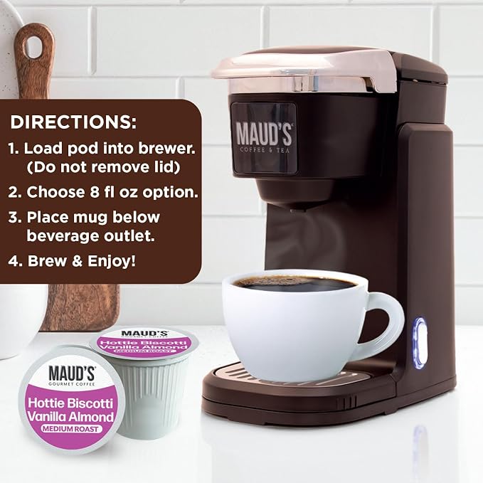 Maud's Almond Biscotti Flavored Coffee Pods, 18 ct, Medium Roast Flavored Coffee in Single Serve Pods – 100% Arabica Beans, Compatible with Keurig K Cups Maker - Image 5