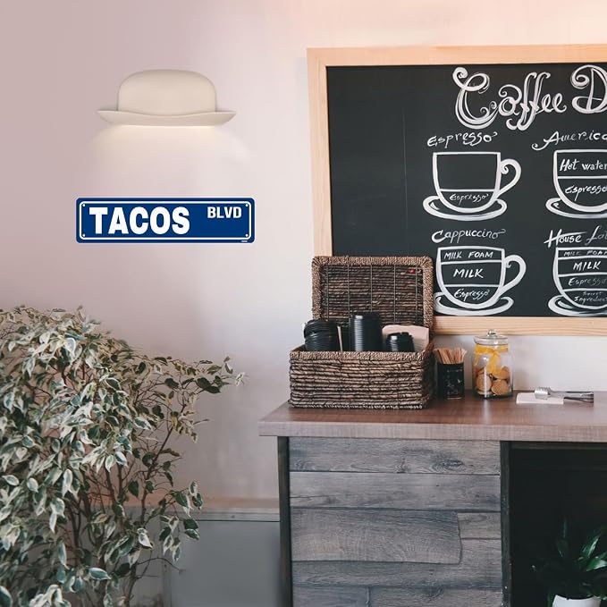 Tacos BLVD Sign Novelty Street Metal Tin Signs Road Sign for Cafes Bar Pub Beer Club Wall Home Decor 16X4 Inches - Image 6
