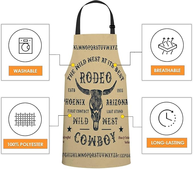 Vintage Rodeo Cowboy Chefs Apron, Cooking and Baking Apron for Men and Women, Kitchen Apron, Butchers Apron, BBQ & Catering Bibs - Image 4