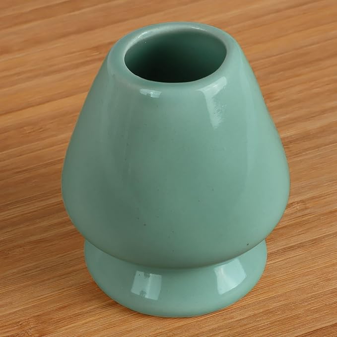 Matcha Tea Bamboo Whisk And Ceramic Rest 2 Piece Set - Green Holder - 1 Set
