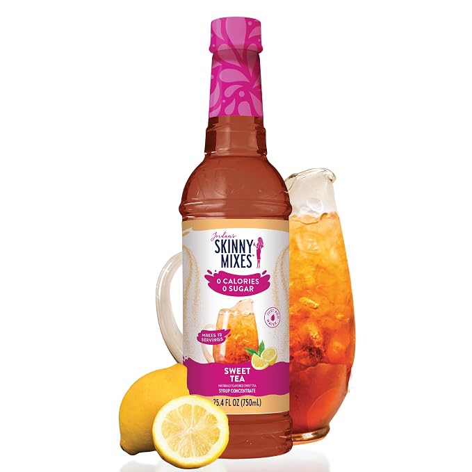 Jordan's Skinny Mixes Sugar Free Syrup, Sweet Tea Flavor, Fruit Flavored Water Enhancer, Drink Mix for Iced Tea, Lemonade, Drinks, Low Calorie Water Flavoring, Dairy & Gluten Free, Kosher, 25.4 Fl Oz by JordansSkinnyMixes