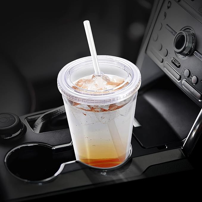 Zukro Clear Acrylic Tumbler with Straw and Lid 32 oz, Double Walled Insulated Reusable Plastic Iced Coffee Cup, To Go Cup Perfect for Parties, Birthdays, Fit in Cupholder, BPA Free, Clear, 4 Pack