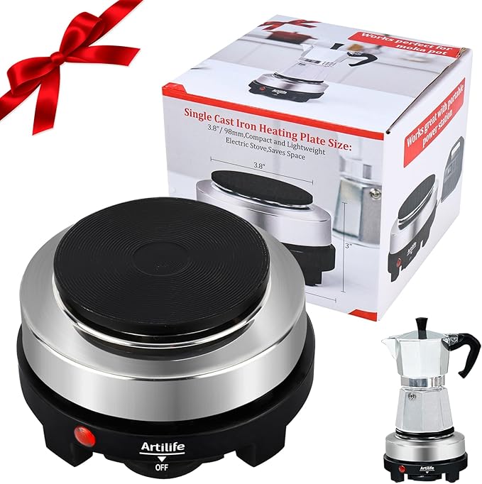 Artilife Mini Hot Plate 500W Small Hot Plate Electric Mini Moka Pot Hot Plate,Mini Hot Plate for Moka Pot,Single Burner Hot Plate Moka Pot Heater