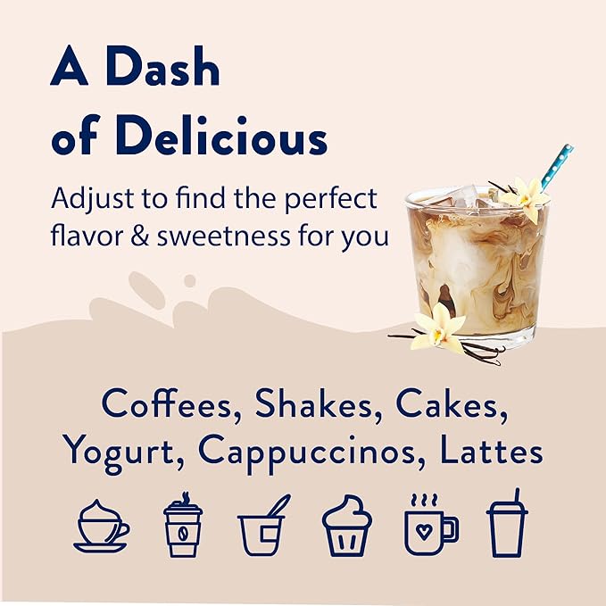 Jordan's Skinny Mixes Sugar Free Coffee Syrup, Vanilla Bean Coffee Flavoring Syrup, Naturally Sweetened Zero Calorie Drink Mix, Lattes, Baking, Protein Shake, Cocktail, Dairy & Gluten Free, 12.7 Fl Oz
