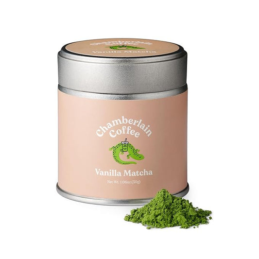 Chamberlain Coffee Vanilla Matcha Powder - Ceremonial Grade Matcha Powder w/Madagascar Vanilla, First Harvest, Gluten-Free Flavor for Hot & Iced Drinks, Premium Organic Ingredients - (30g / 1.06 oz)