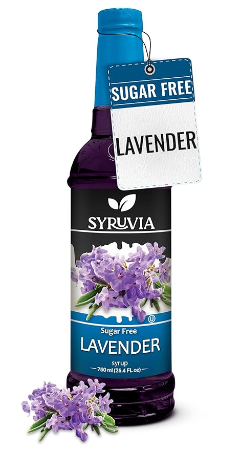 Syruvia Sugar Free Coffee Syrup, Lavender Flavored Syrup for Drinks, Lattes, and Desserts – 25.4 fl oz