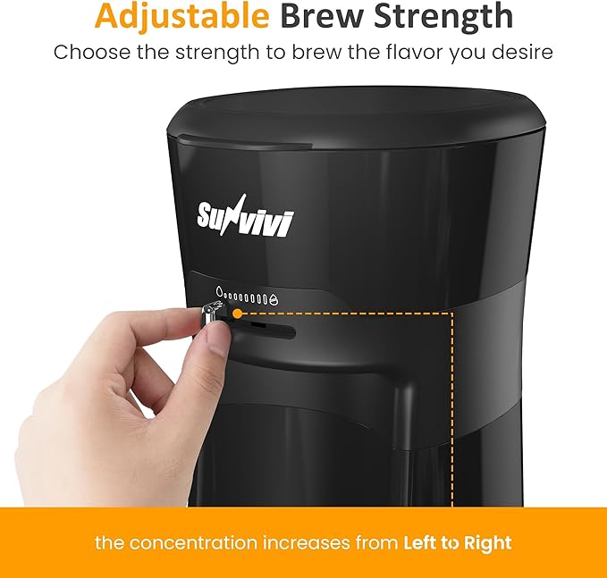 Cold Brew Coffee Maker with Reusable Coffee Filter and Insulated Pitcher, 20 Oz Iced Tea Maker for Ground Coffee, Single Serve Machine for Home, Strength Control for Flavor, Black