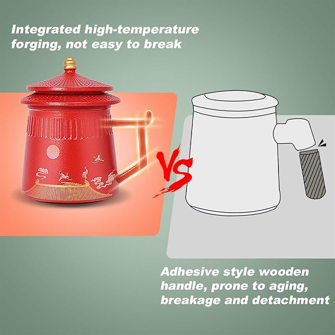Tea Cup with Infuser and Lid,Loose Leaf Tea Steeper Cup 14.8oz Ceramic tea Infuser Mug Travel Large Steeping Cup Diffusers Mugs with Fine Strainer and Handle