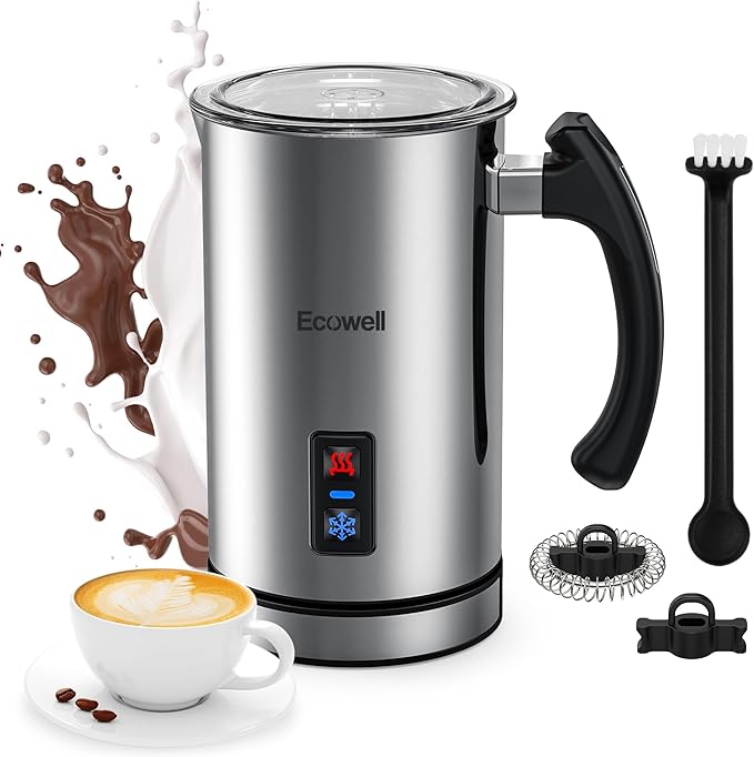 Electric Milk Frother, Milk Steamer for Coffee, Automatic Hot and Cold Milk Foam Froth Maker, Milk Warmer Foamer for Latte, Cappuccinos, Macchiato, 8.1oz/240 ml