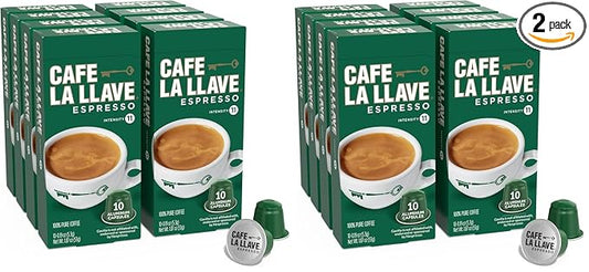 Cafe La Llave Latin Style Espresso Pods,Dark Roast,Compatible with Nespresso Original Line,Aluminum Capsules,80 Count (Pack of 2)