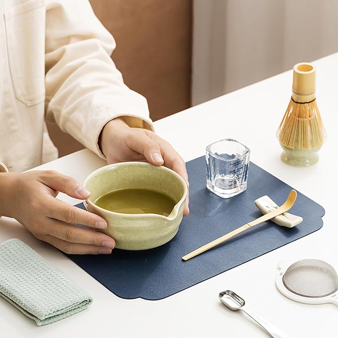 Matcha Bowl with Spout, 500 ml/18 oz Ceramic Matcha Mixing Bowl, Japanese Ceremonial Matcha Chawan for Matcha Powder/Salad/Fruit/Soup/Tea - Wave Style Matcha Bowl