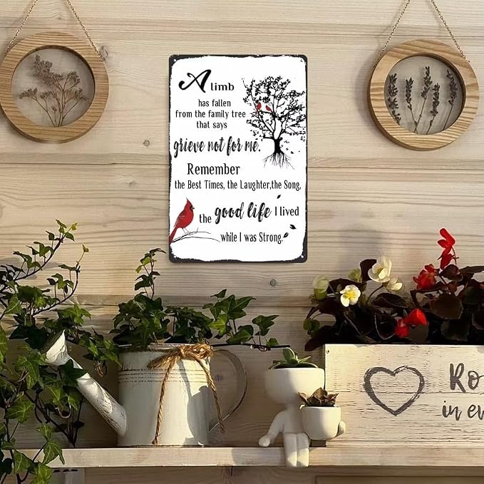 Memorial Gifts for Loss of Mother, Father, Husband, Son, Sympathy Gifts for Loss of Loved One, Rememberance Gift for Loss of Mom Dad, Condolences Gifts, Memorial Decor Sign Plaque 12x8 Inches Metal Tin Sign (Bird Style) - Image 2
