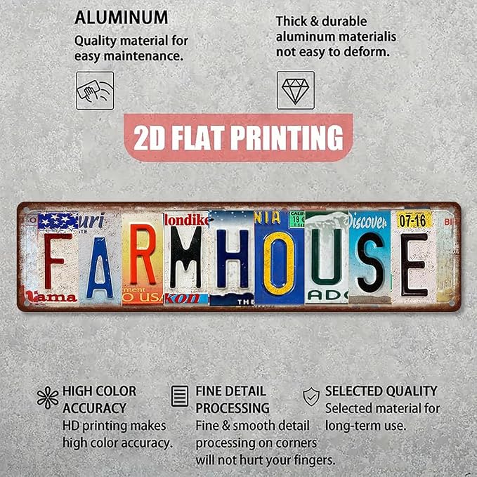 Farmhouse Metal Sign - Vintage Aluminum Tin Wall Decor 16x4 Inch - Rustic Country Home Kitchen Decor - Image 3