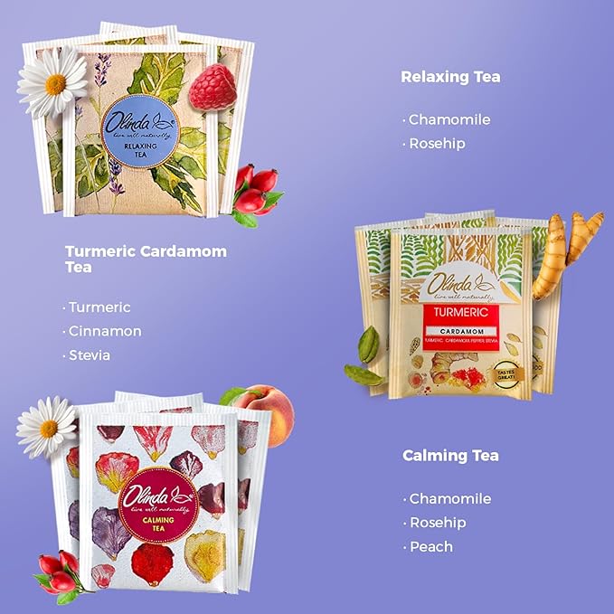 Olinda Relax Tea Sampler Herbal Gift Box 45 Count Assorted Wellness Tea Set 9 Calming Herbal Tea Bags Thoughtful Variety Pack for Stress Relief & Sleep Caffeine Free Birthday Gift for Women