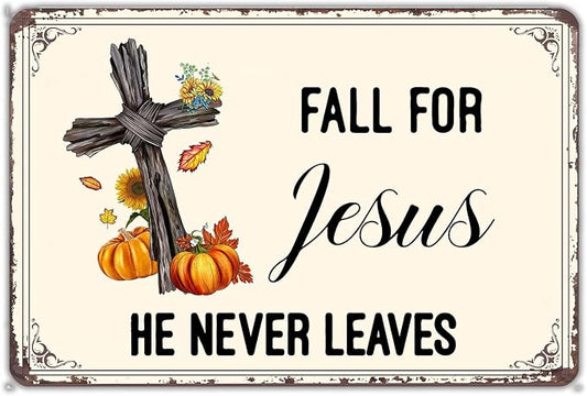 KanaAt Fall Metal Sign Home Decor Autumn Tin Sign Wall Decoration for Jesus He Never Leaves Wall Plaque Decor for Home Kitchen Porch Bedroom Porch Bedroom Coffee Shop Wall Decor 8x12 inch, diany-m83 by Unknown