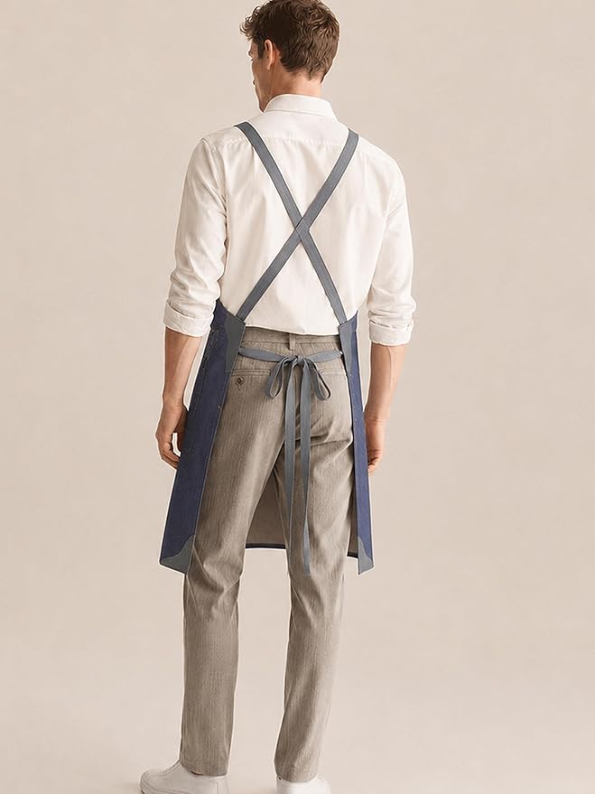 Professional Work Apron for Men & Women – 100% Cotton with waterproof Membrane, Cross Back Straps - Image 3